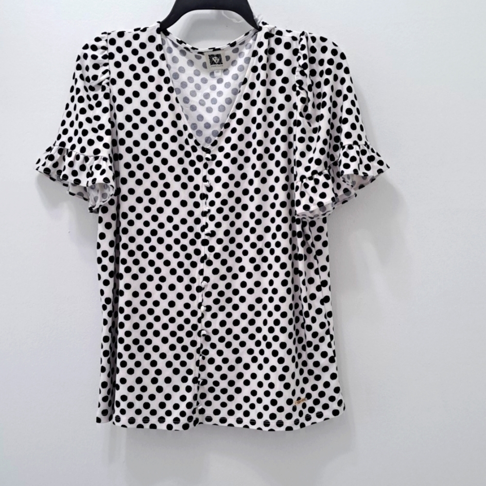 Anne Klein polka dot blouse size medium